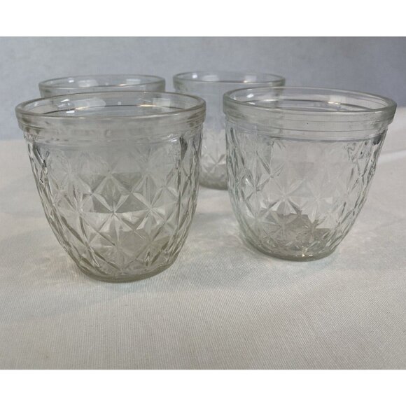 Vintage Ball Quilted Crystal Glass Jelly Jars 3" Tall 2 3/4" Opening Lot of 4 - Picture 2 of 8